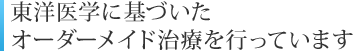 東洋医学に基づいたオーダーメイド治療を行っています